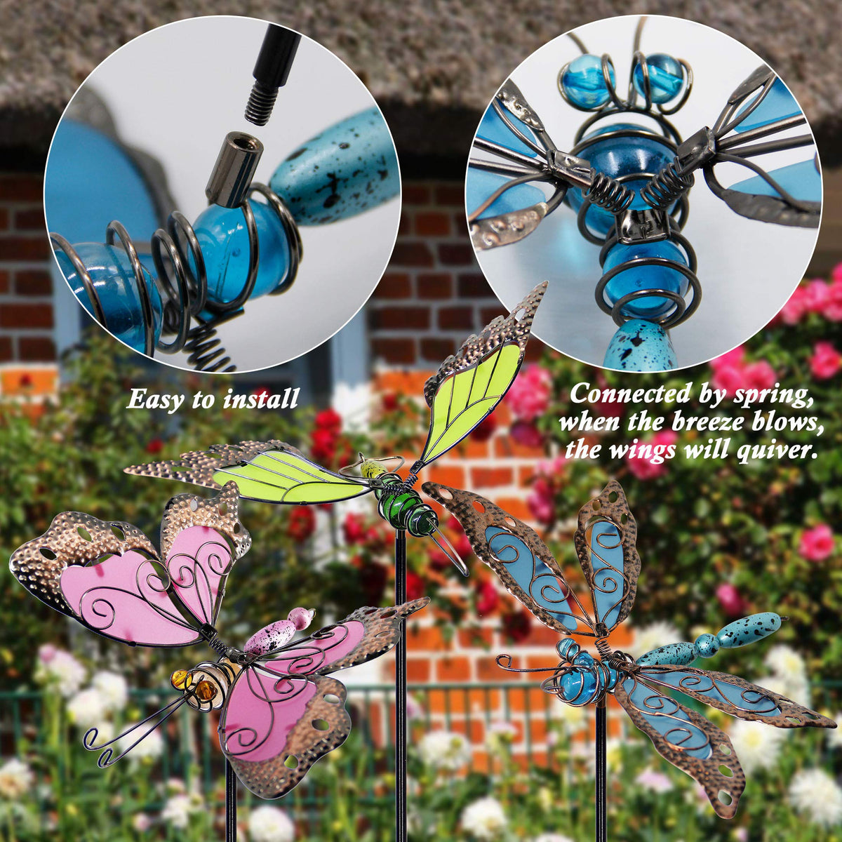 Juegoal hummingbird garden stake 34in glows softly at night