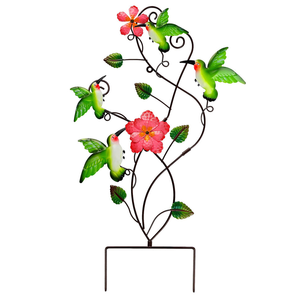 Juegoal hummingbirds garden stake front view adds outdoor curb appeal