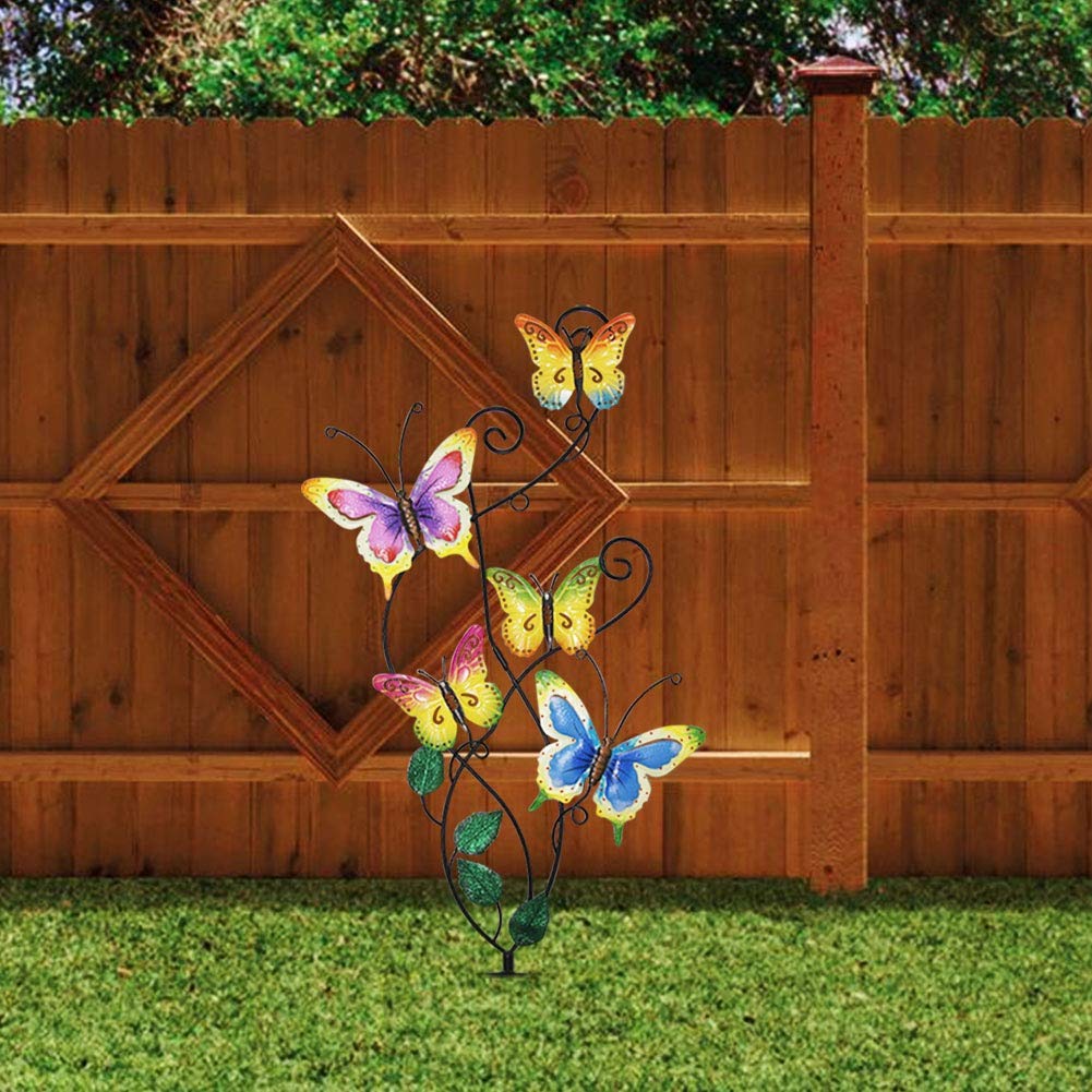 Juegoal metal wall art with removable stake for flexible display.