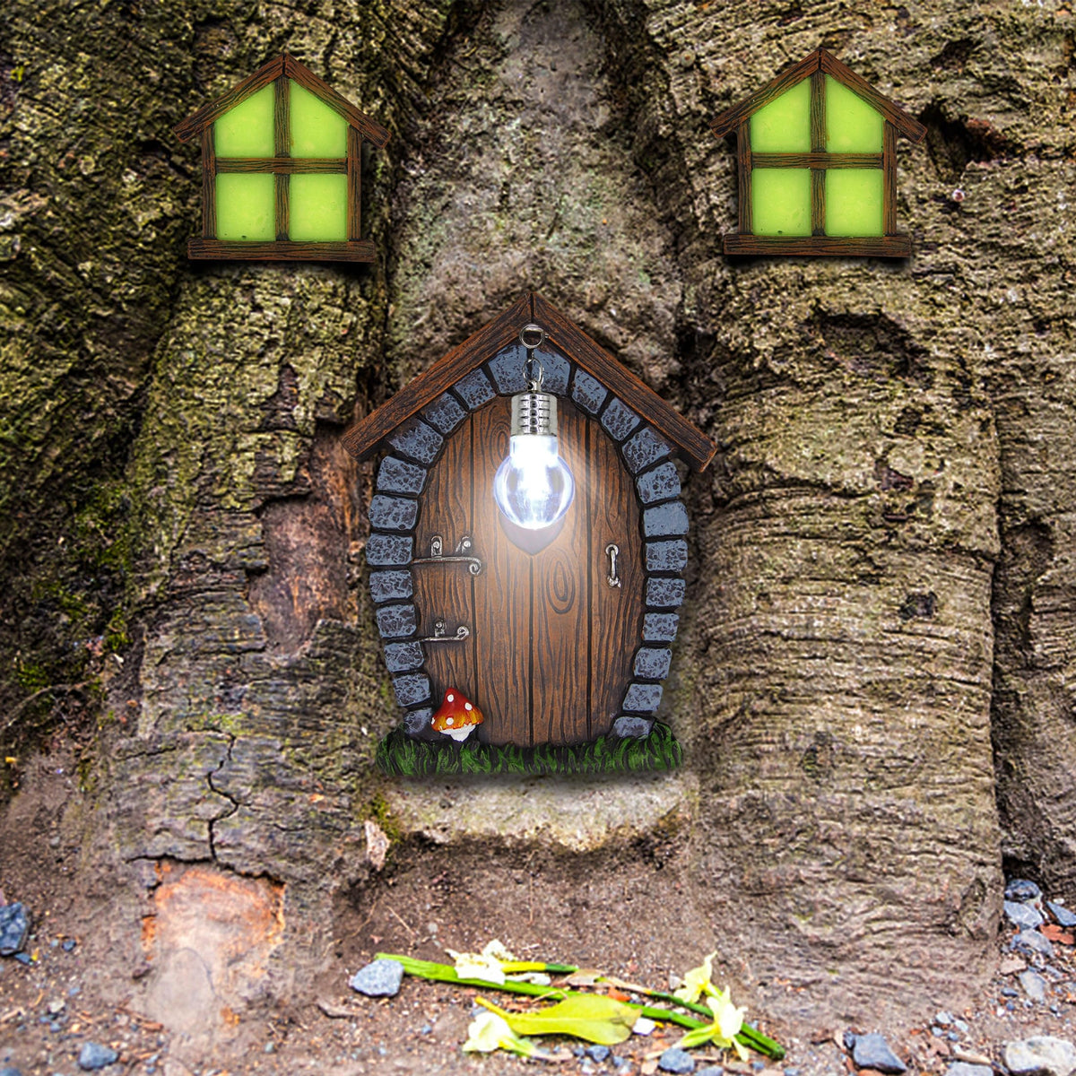 Juegoal miniature fairy garden door adds whimsy to outdoor spaces.