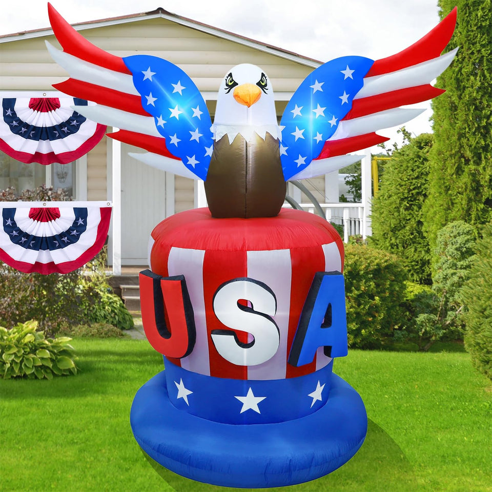 Juegoal patriotic independence eagle inflatable stands 8ft tall for outdoor display.