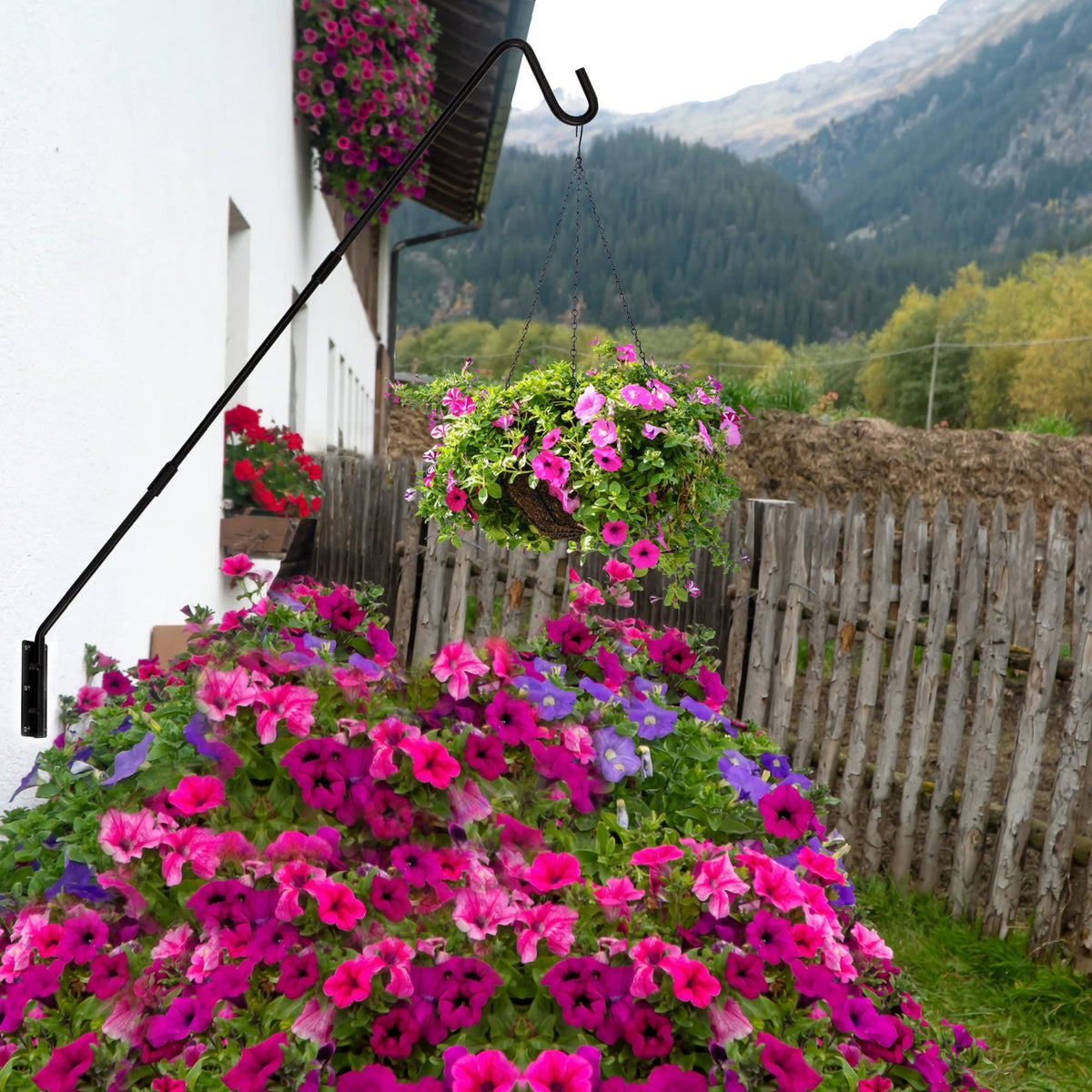 Juegoal powder-coated black finish resists weather for outdoor use.