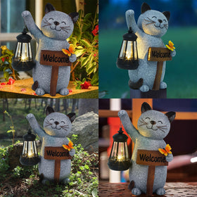 Weatherproof resin cat statue endures rain and sun