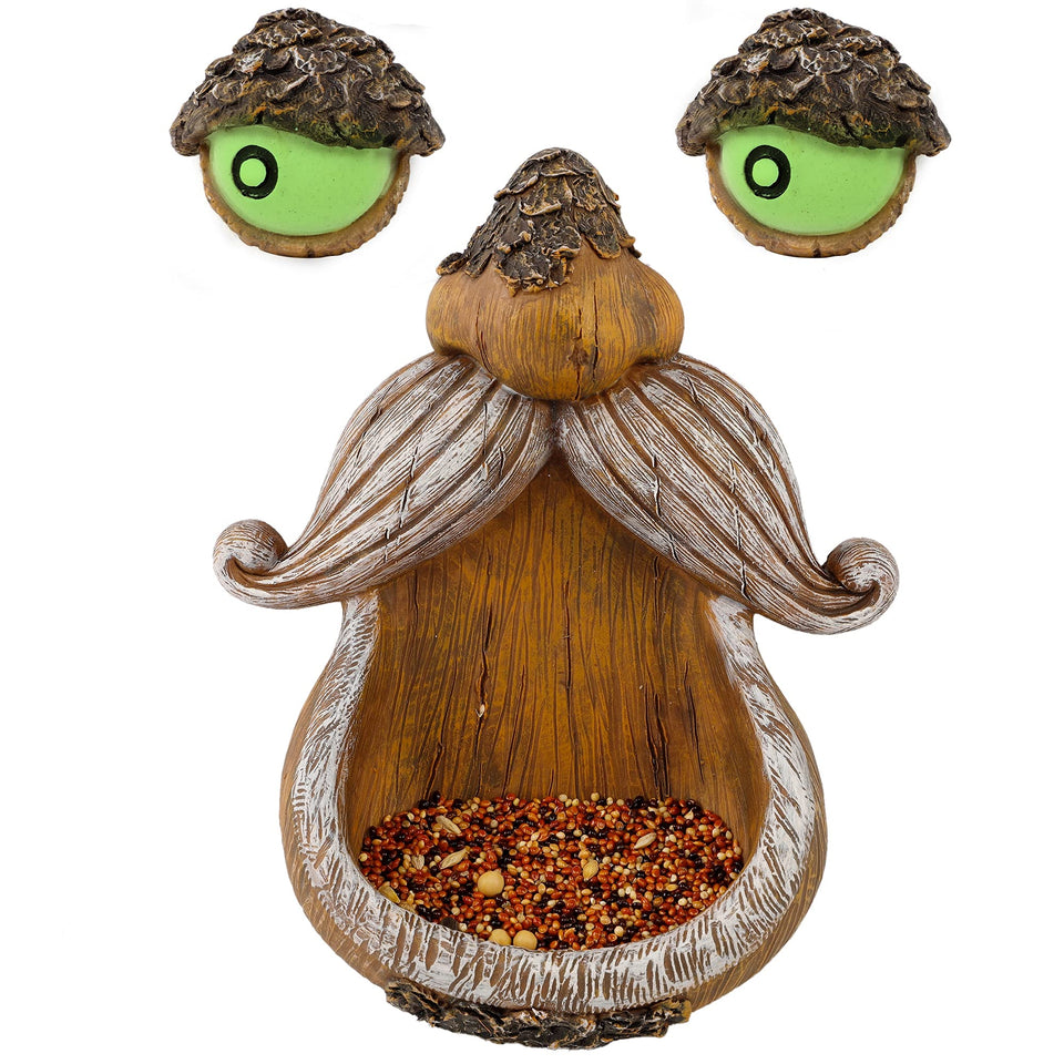 Juegoal tree face bird feeder mouth attracts birds with seed for your backyard