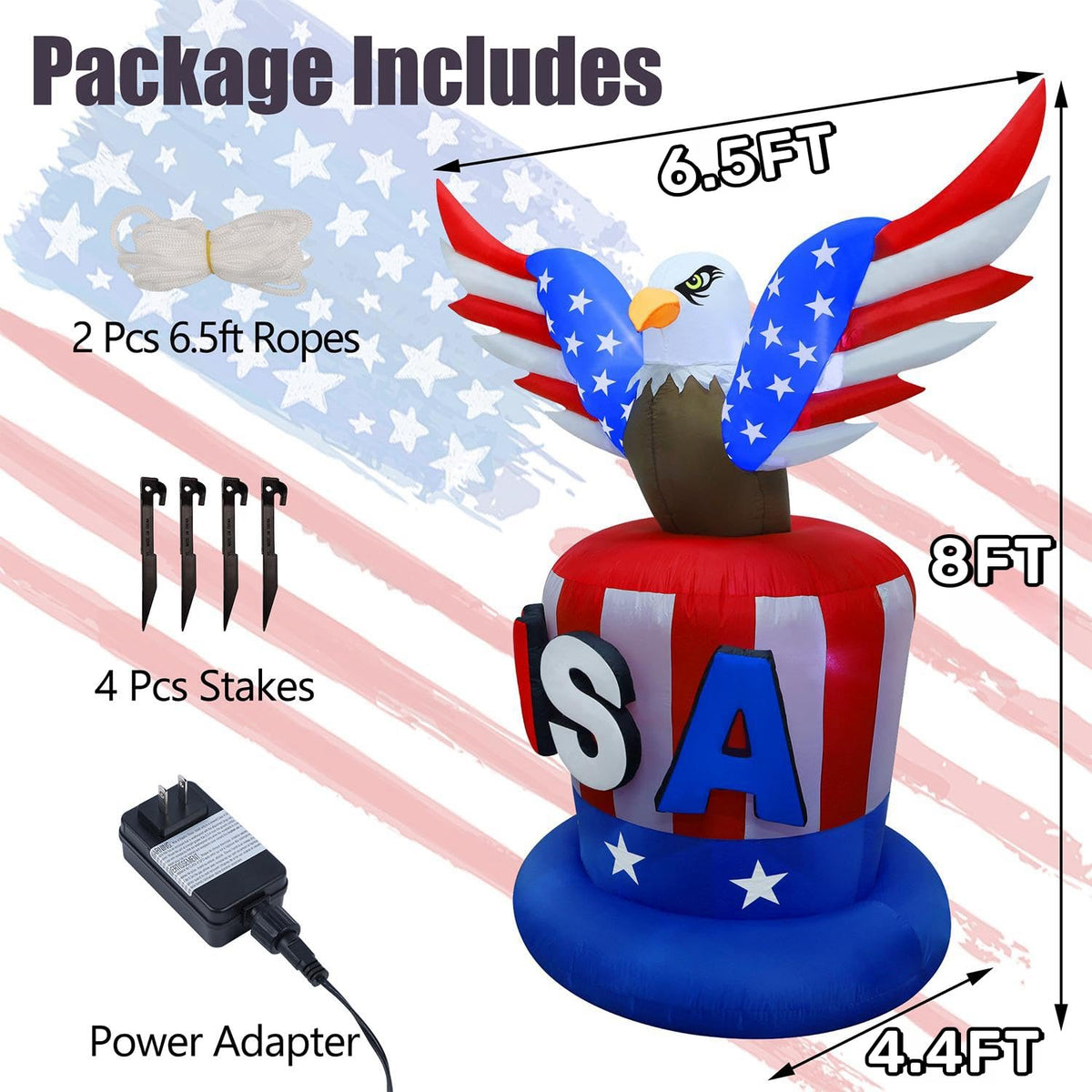 Juegoal Uncle Sam hat with LED lighting for festive night-time visibility.