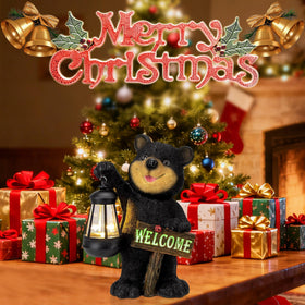 Juegoal whimsical yard art bear lighting creates night-time ambiance