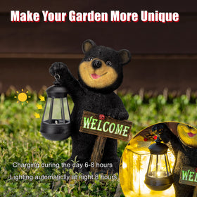 Juegoal yard art tree bear sculpture lights up the yard for guests