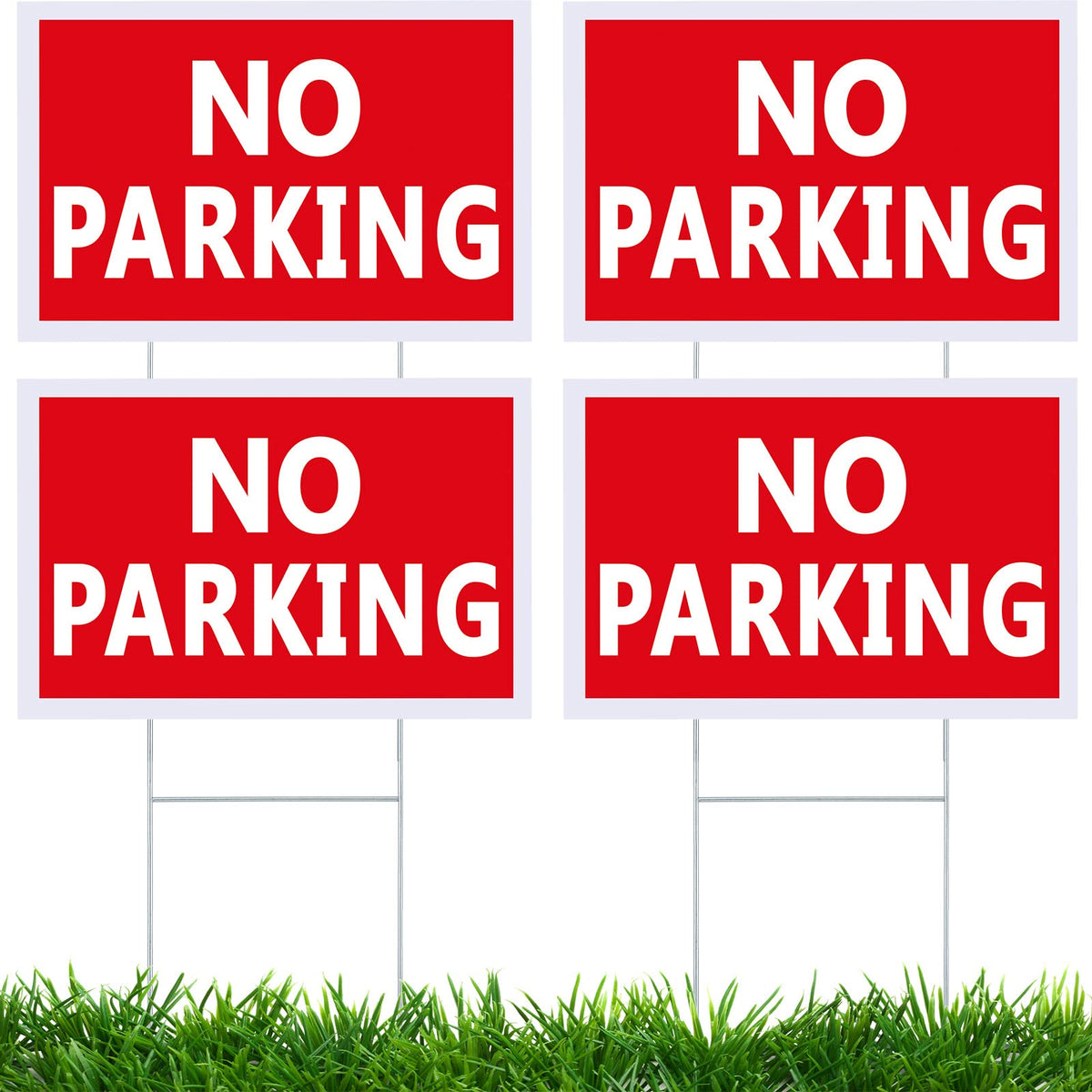 Juexica No Parking Sign front view with double-sided readability for both directions.