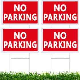 Juexica No Parking Sign front view with double-sided readability for both directions.