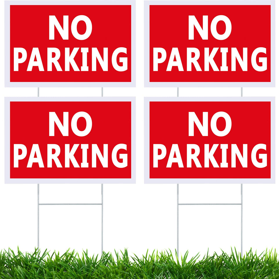 Juexica No Parking Sign front view with double-sided readability for both directions.