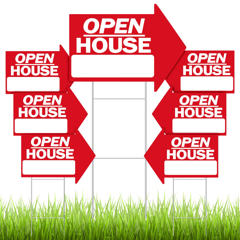 Juexica open-house sign red arrow 18x24 clearly guides buyers to your listing