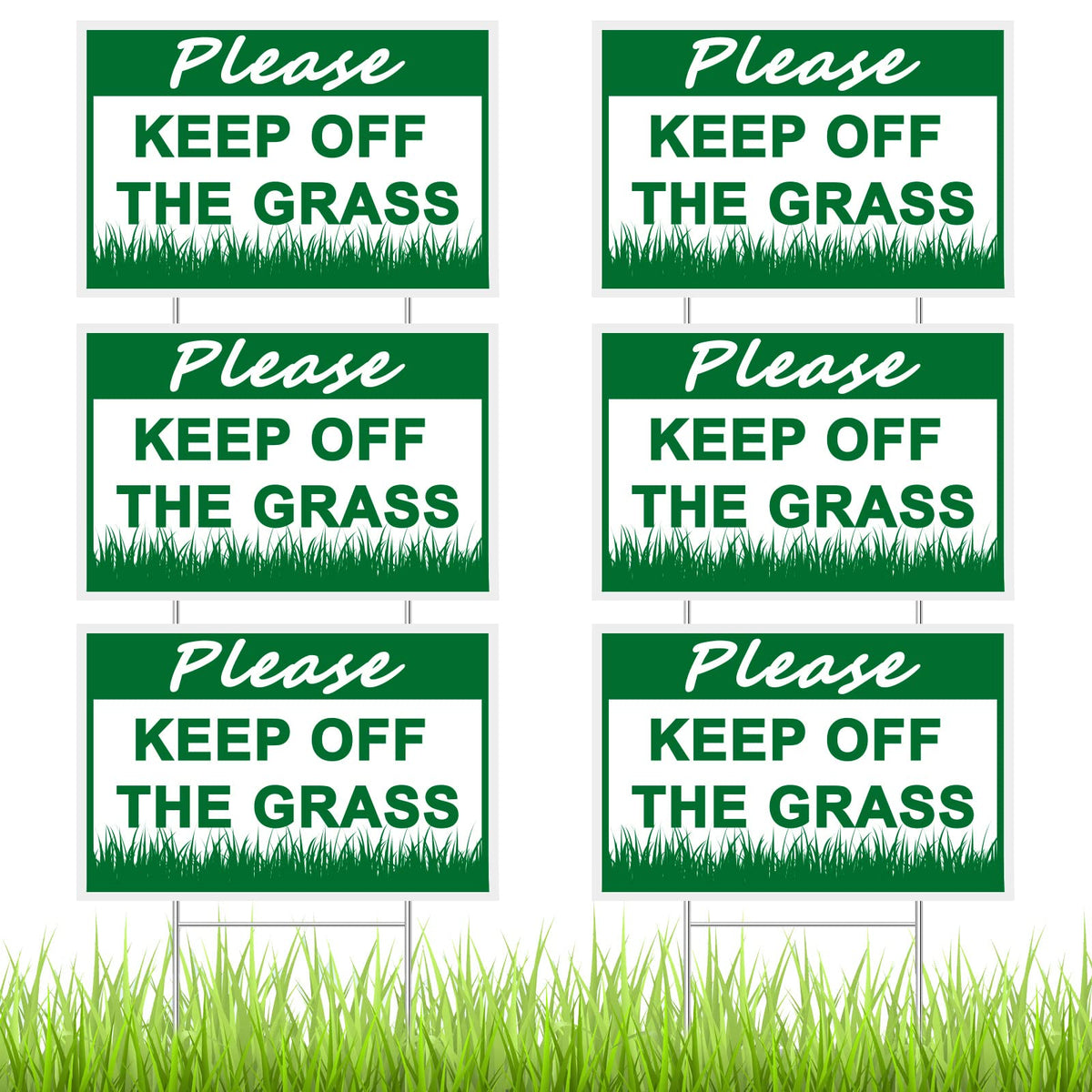 Juexica stay-off grass sign with double sided text, visible from a distance to protect your lawn.