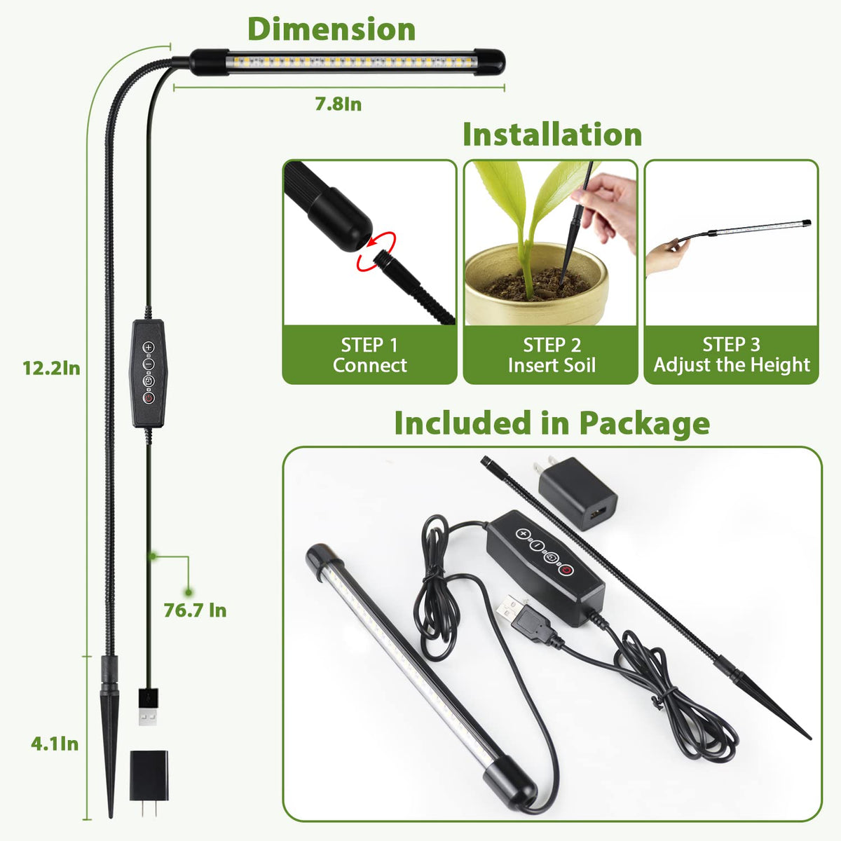 Juhefa Grow Light indoor garden setup suitable for hydroponics and soil.