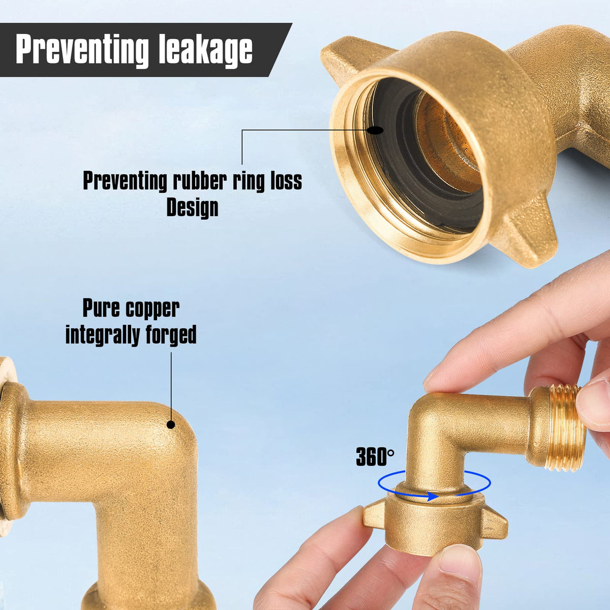JuKonn 3/4 inch GHT thread elbow simplifies quick water source hookup.