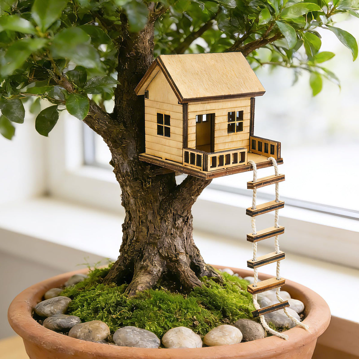 JULEASEL desktop ornament adds rustic wood to shelves