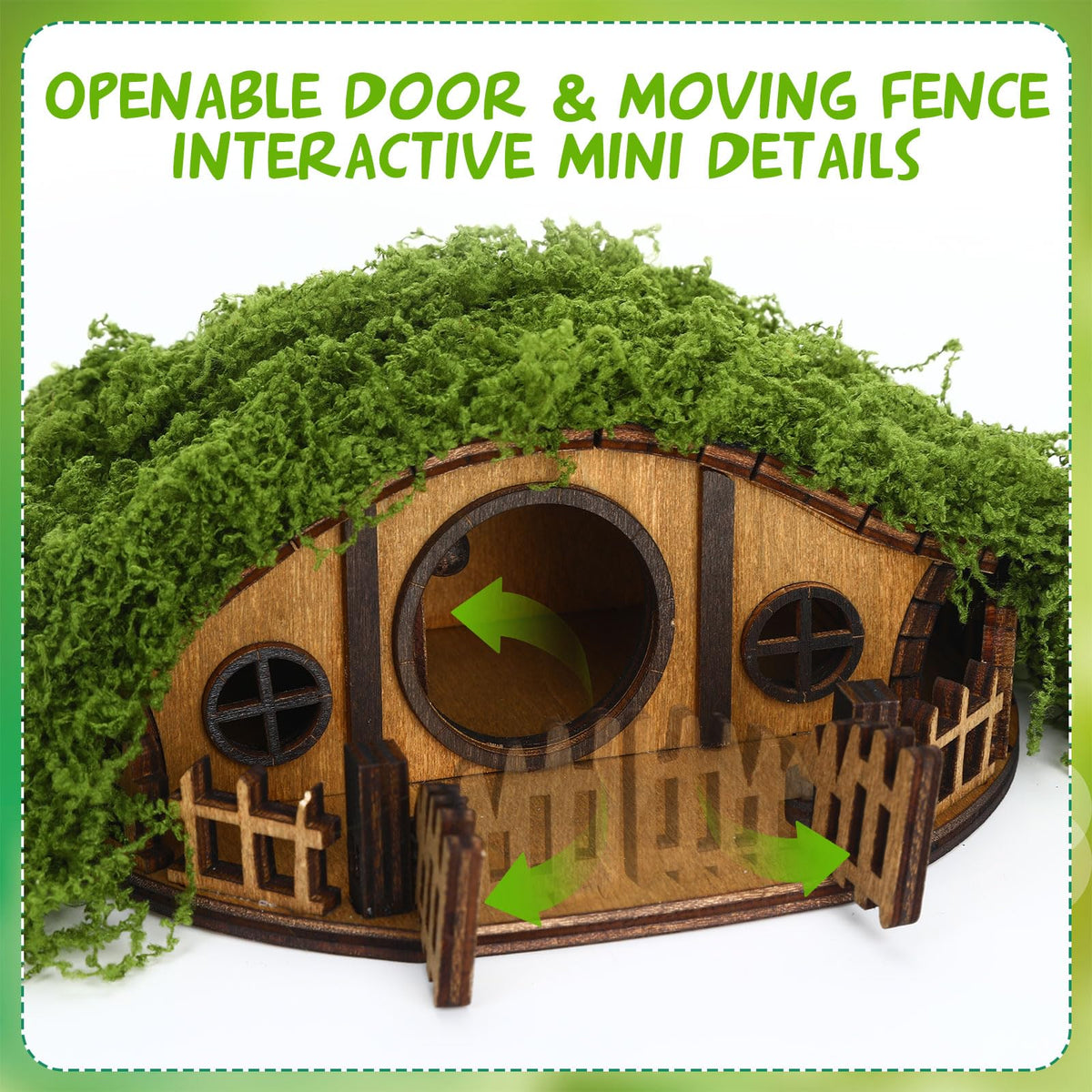 JULEASEL Mosswood mini treehouse paired with terrarium arrangements.