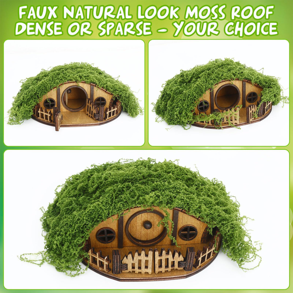 JULEASEL Mosswood mini treehouse with warm wood tones.