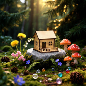 JULEASEL compact log cabin decor for pots or displays