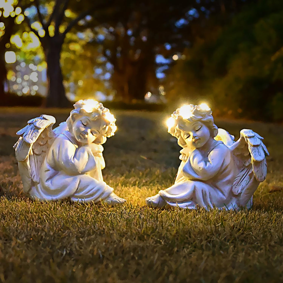 Juliahestia angel statue with solar light for garden decor and curb appeal