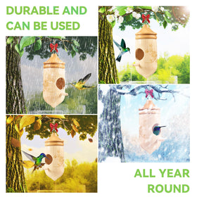 JulktLli hummingbird house hanging kit enables easy outdoor display.