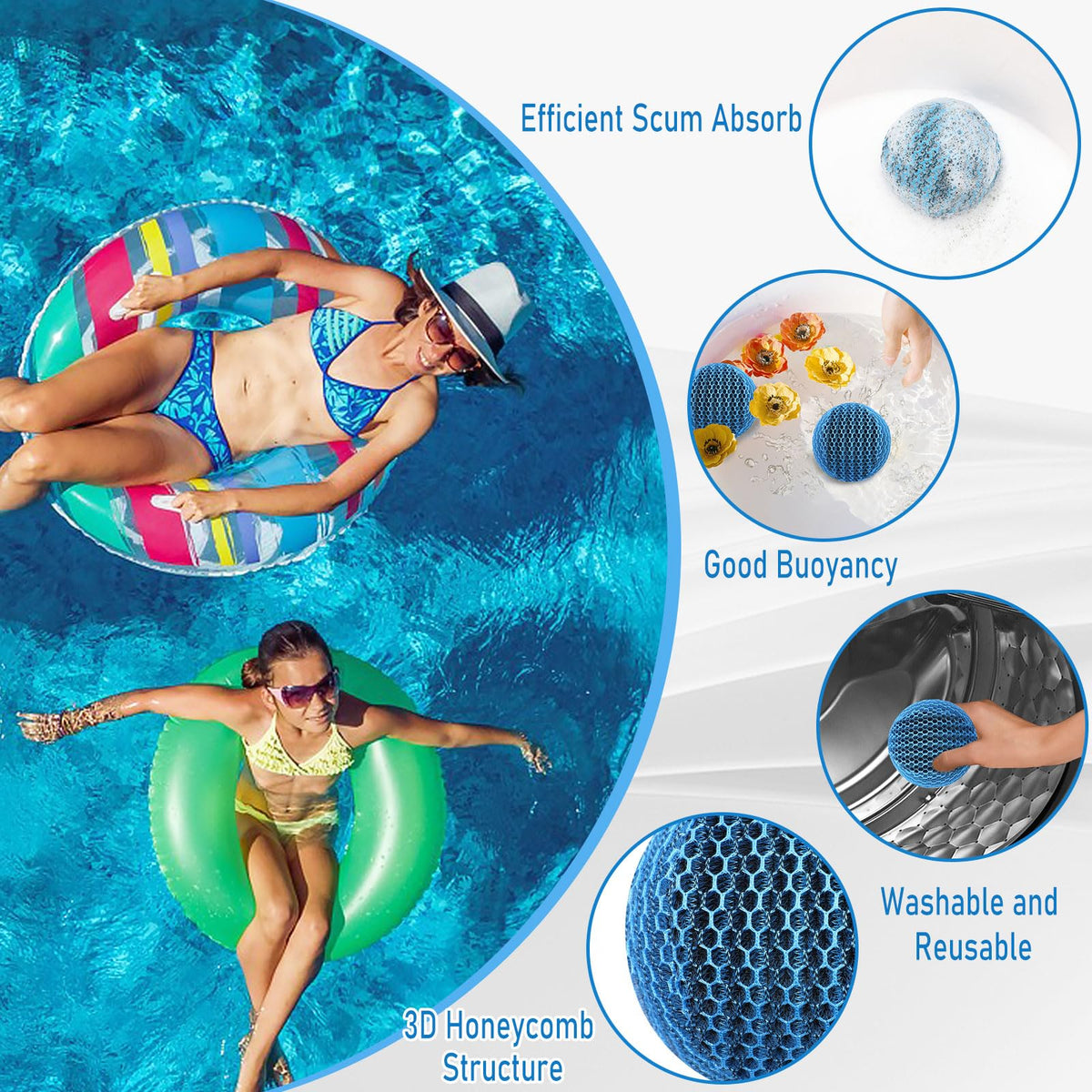 JULMELON hot tub scum absorber surface-action ball keeping water clear.
