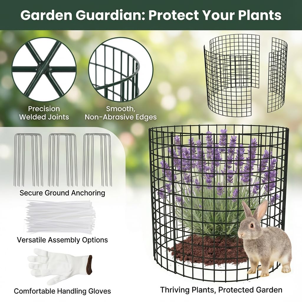 Julyxi assembled seedling cages around young plants for quick protection
