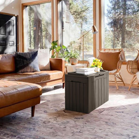 JUMMICO deck box brown lid open shows seating option