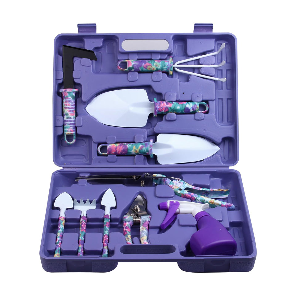 JUMPHIGH 10-piece garden tools case for easy storage and transport.