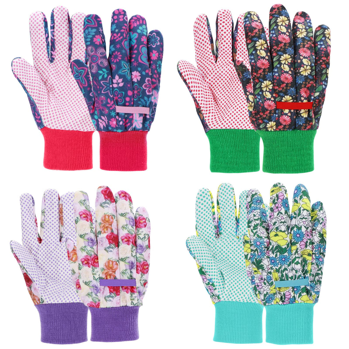 JUMPHIGH Garden Gloves for Women, floral pattern 1, provide soft, breathable comfort for gardening