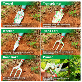 JUMPHIGH garden tools set transplanter with ergonomic grip for easy seedling placement