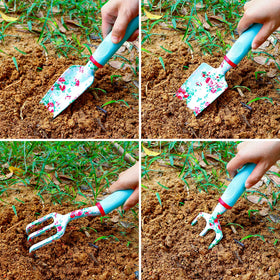 JUMPHIGH blue trowel for precise planting and digging.