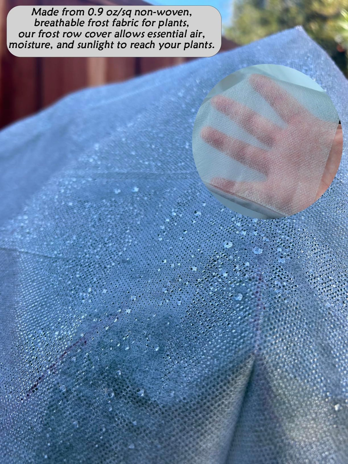 JUNFLYING breathable nonwoven fabric close-up shows light, airy protection.