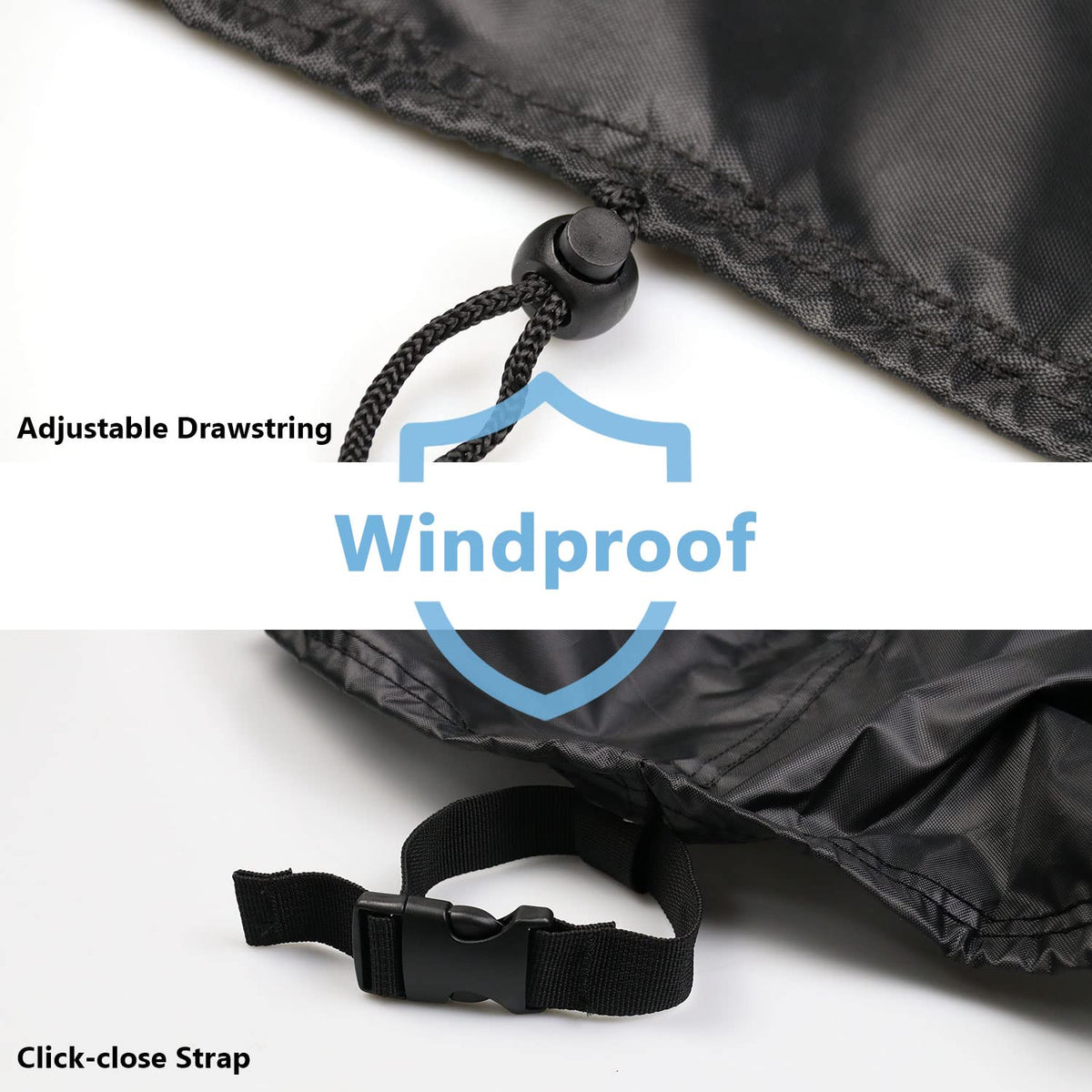 Jungda table cover with buckled straps secures the corners against wind