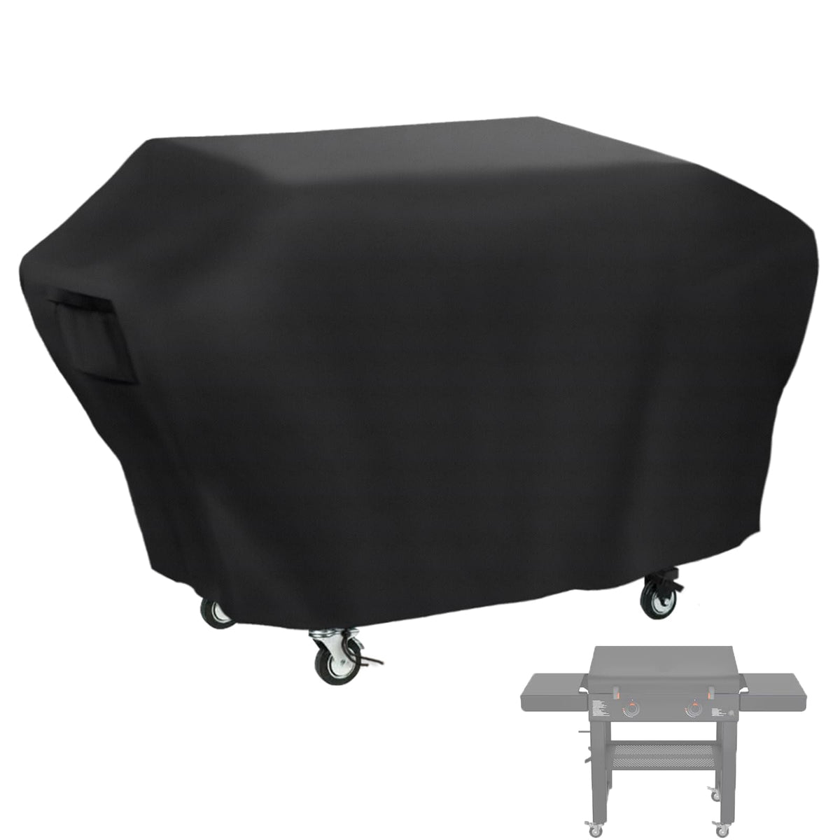 Jungda grill cover for Blackstone 30-inch, front view, protects griddle from rain and dust.