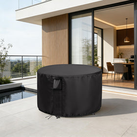 Jungda round table cover shields furniture from dust, snow, and sun for year-long care.