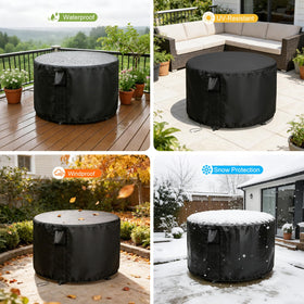 Jungda round table cover easy-grip handles simplify installation and removal.