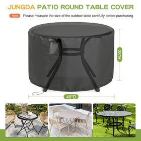 Jungda round table cover waterproof Oxford fabric keeps outdoor furniture dry.