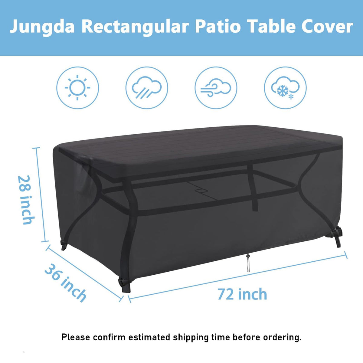 Jungda waterproof cover close-up shows PU coating repelling water