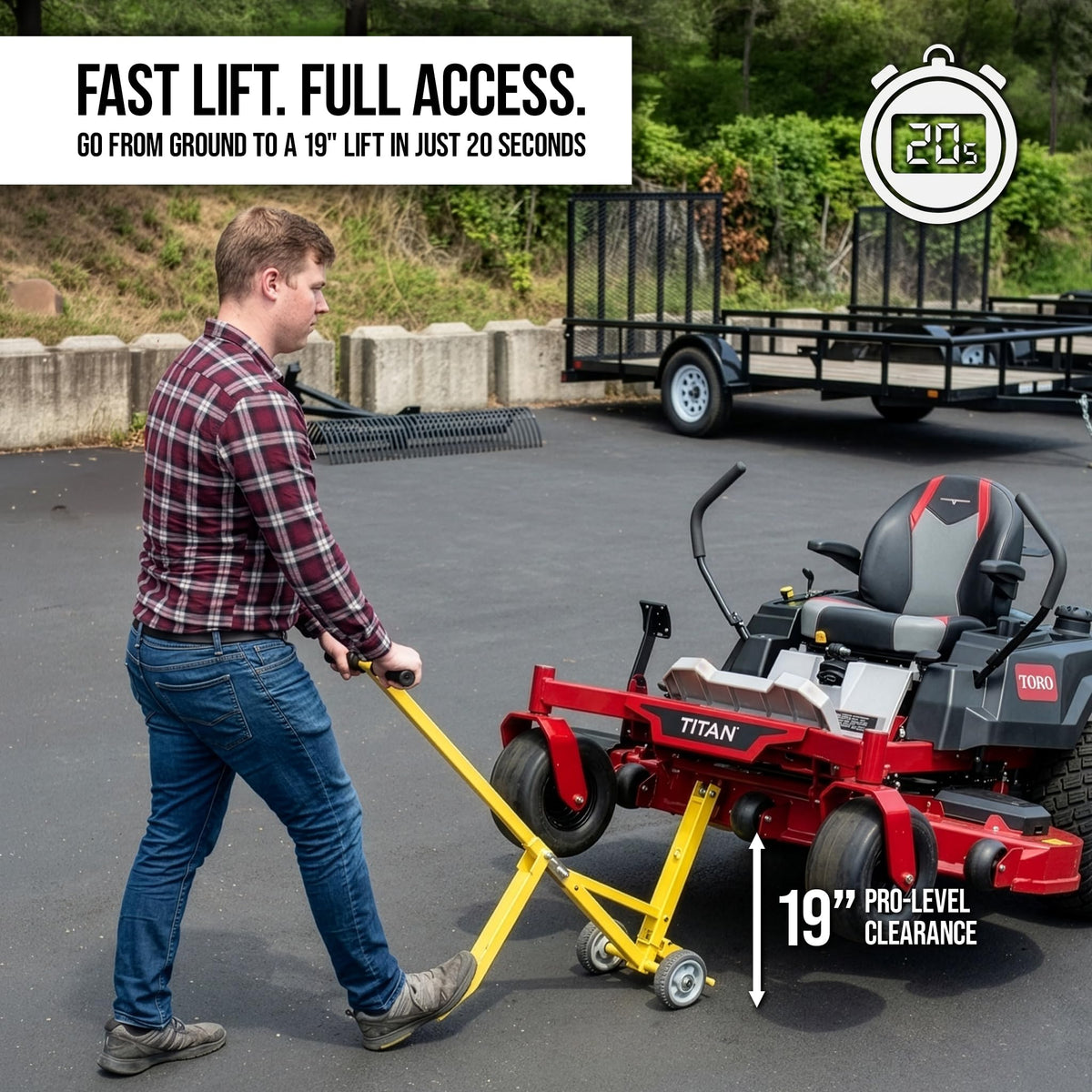 Twist-handle lock secures Jungle Jack V2 during blade changes and deck work.