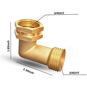JUNHOME brass hose elbow 3-4in FHT to 3-4in MHT for secure connections.
