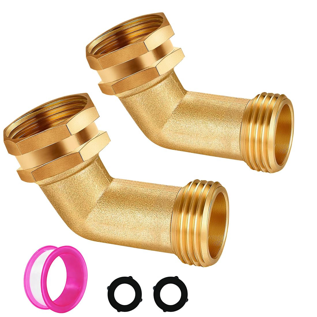 JUNHOME brass hose elbow 45-degree connector improves reach and reduces strain on the hose