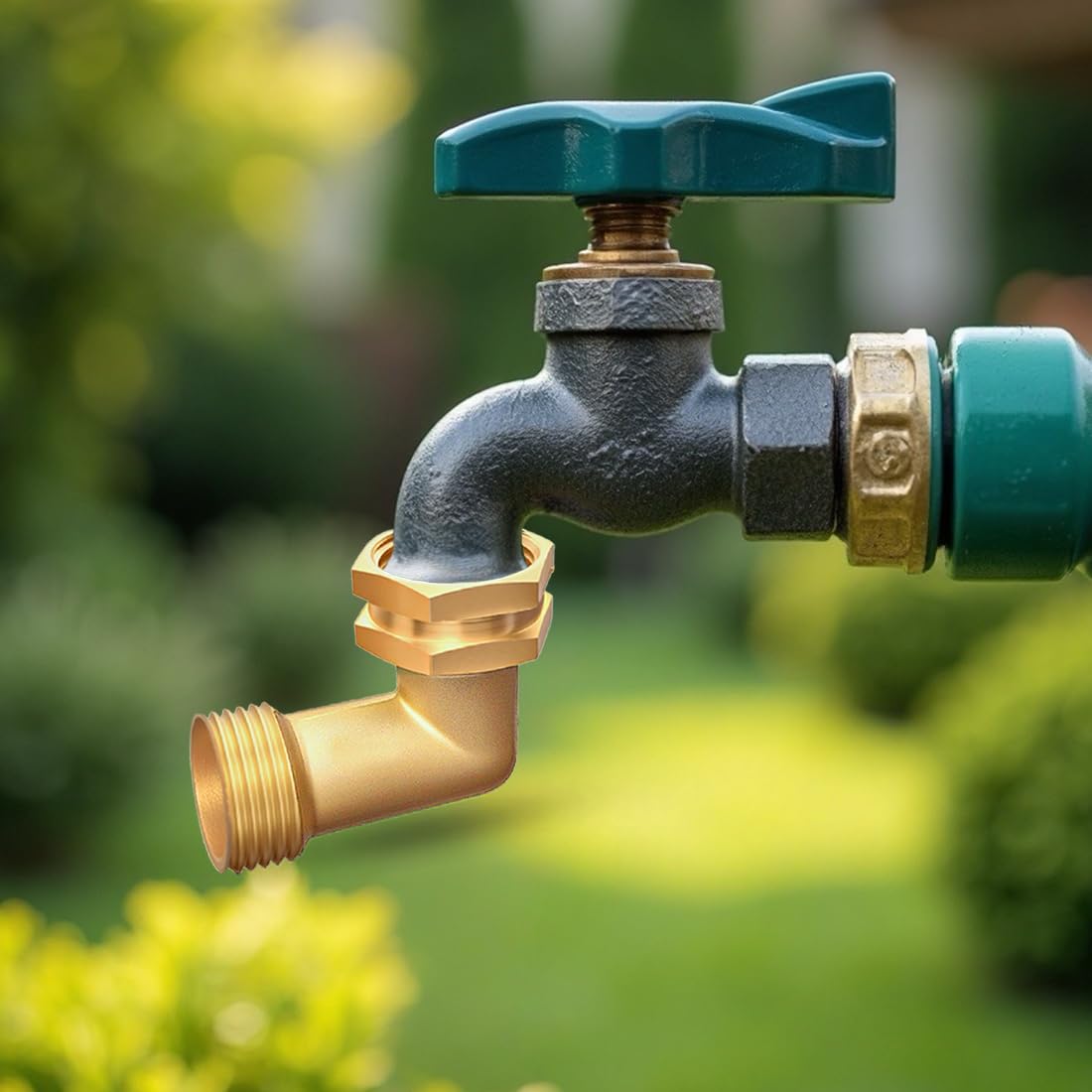 JUNHOME rugged outdoor brass elbow suitable for garden, RV, and patio use.
