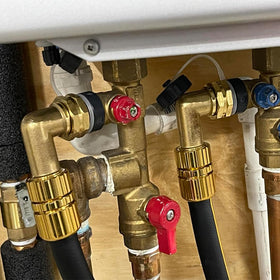 JUNHOME elbow connector kit includes washers and PTFE tape for quick installation.