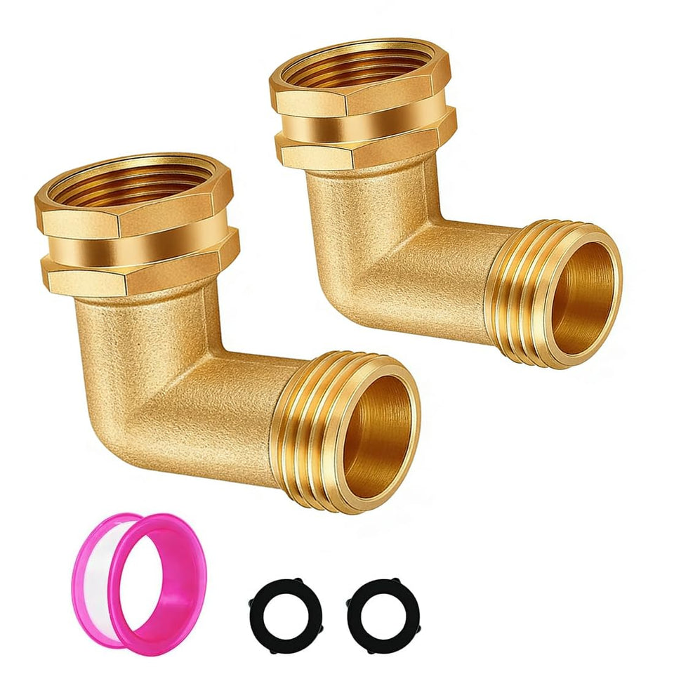 JUNHOME garden hose elbow 90-degree brass connector eases hose routing and reduces strain.