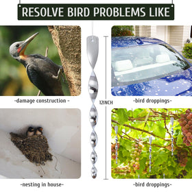 JUNIQUTE ornamental silver spiral deterrent adds visual interest while keeping birds away