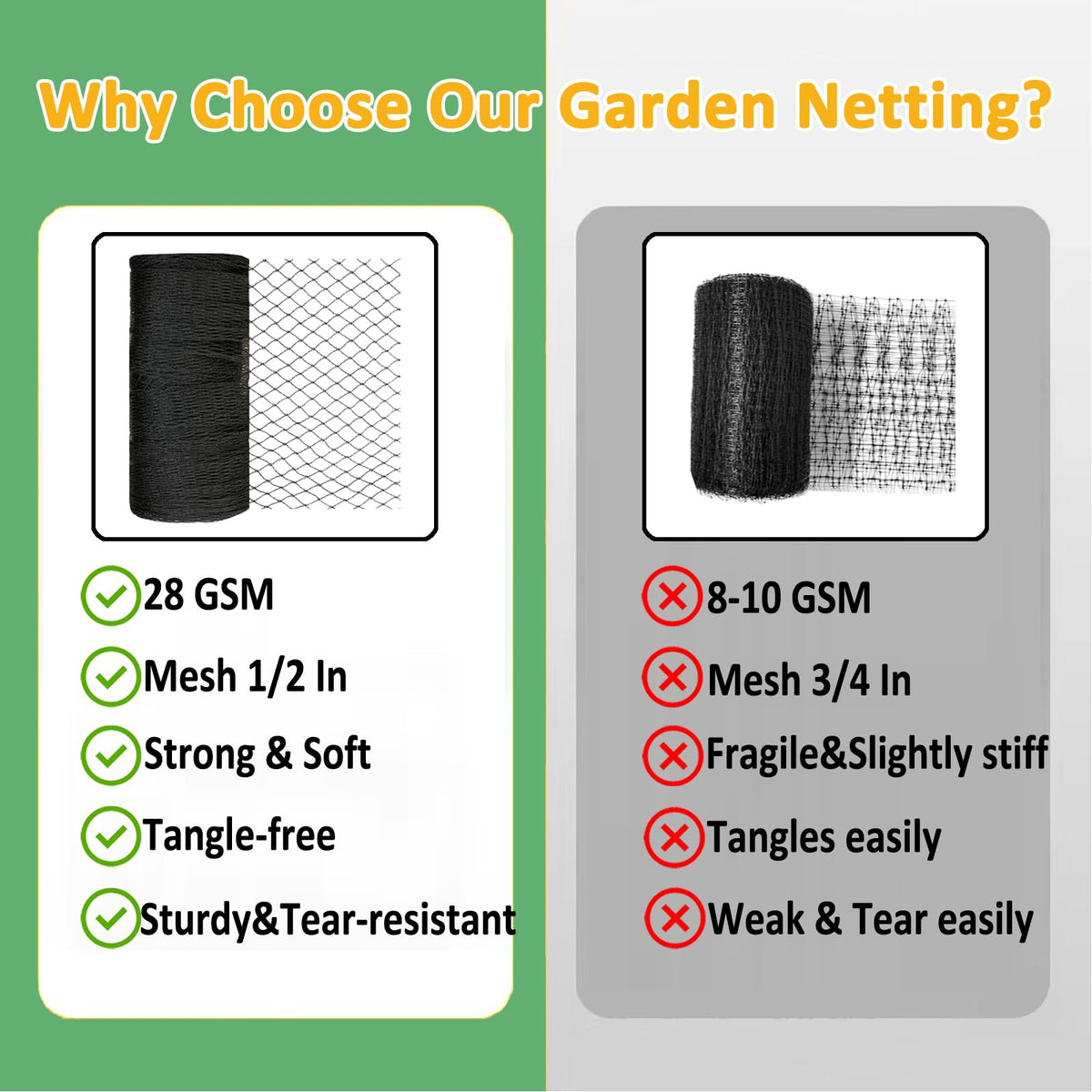 Junkogo Garden protection netting is versatile for vegetables, fruits, and ornamentals.