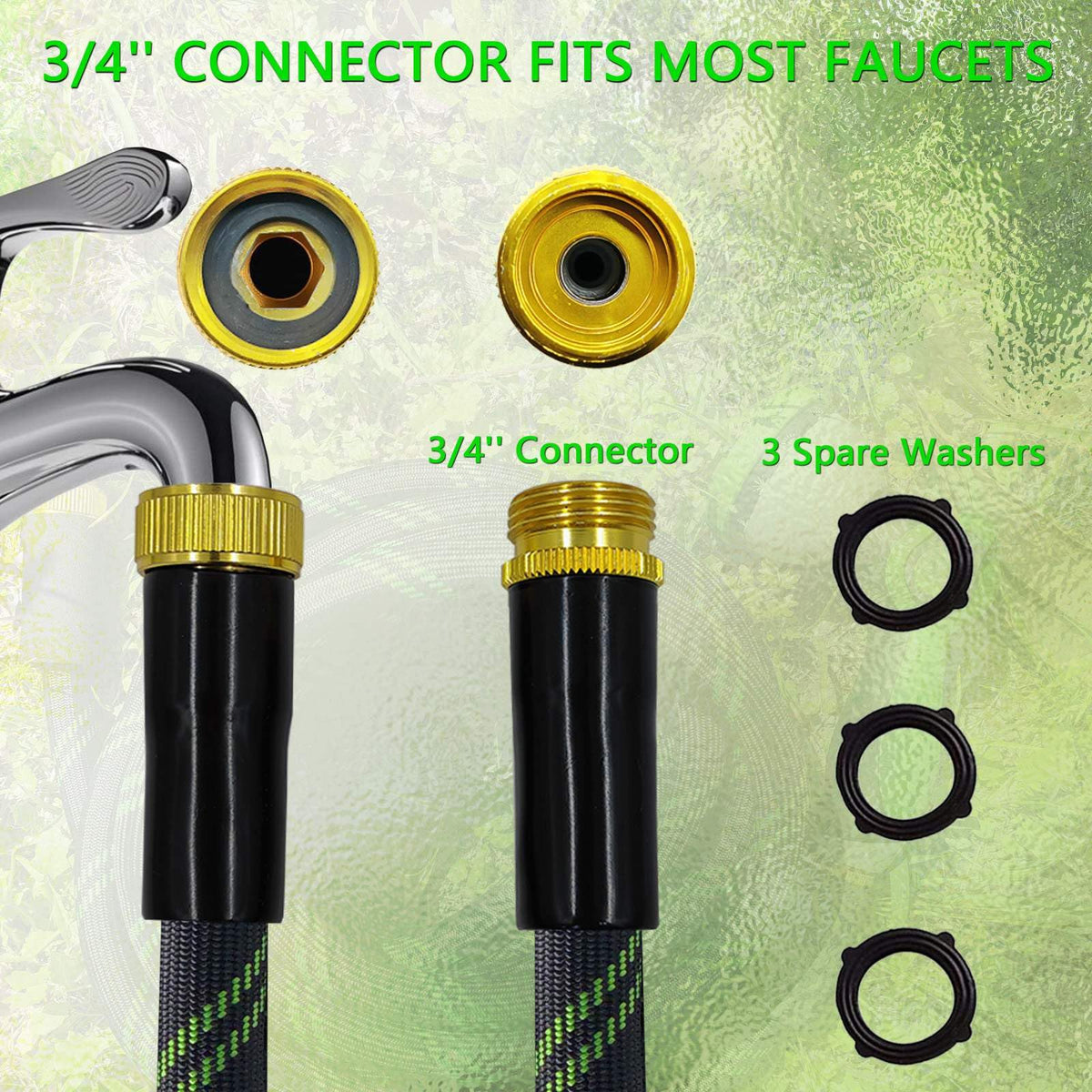 Junredy garden hose use scenarios for lawn care and car washing.