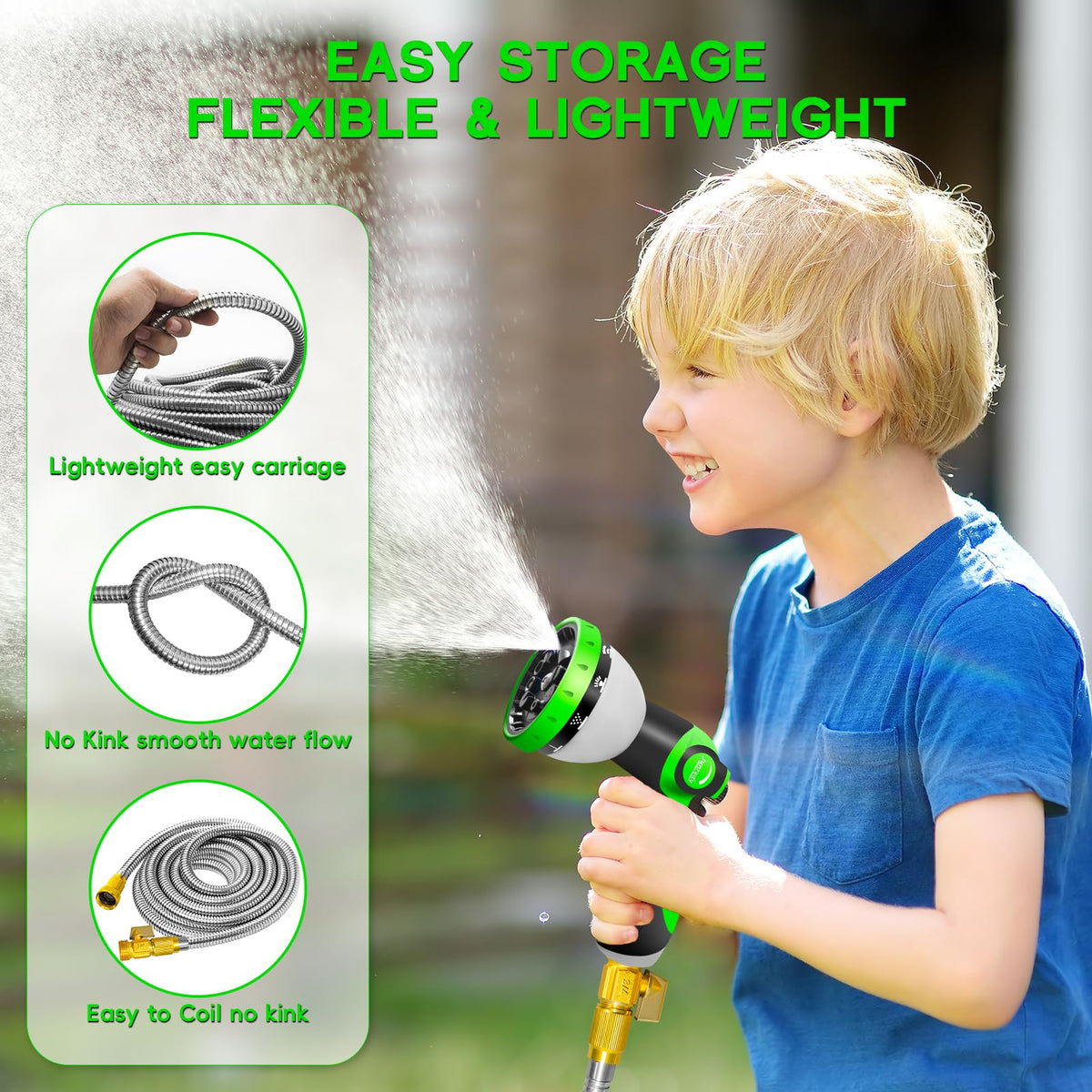 Junredy puncture-resistant hose construction for long-lasting use.