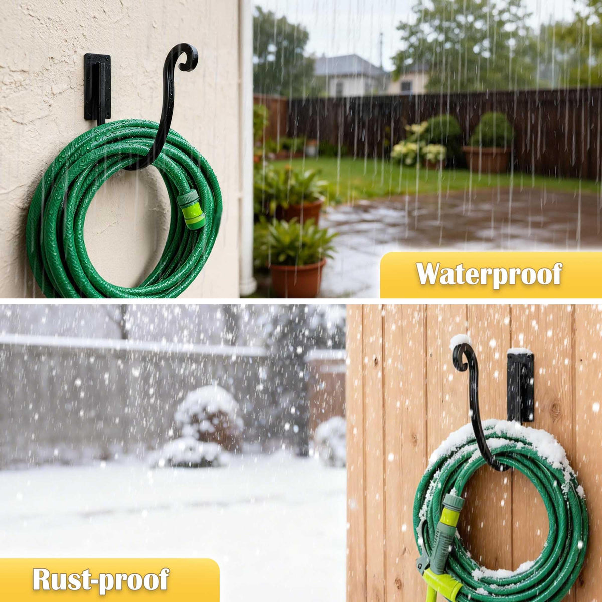 Junshuo hose holder wall mount holding a hose, illustrating tidy storage and easy access.