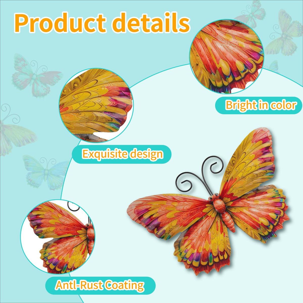 Junware purple butterfly wall art brightens fences with detail.